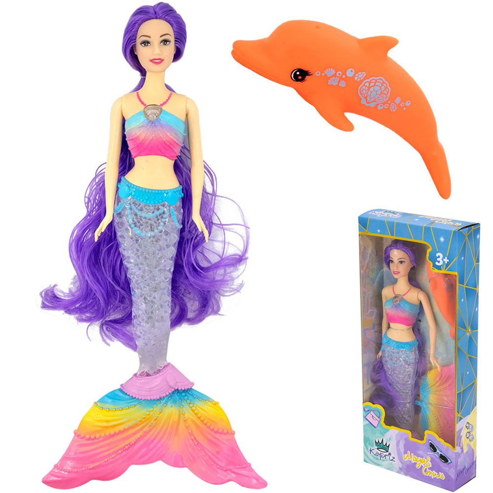 Кукла Принцесса Русалочка с фигуркой дельфина, в коробке  #1