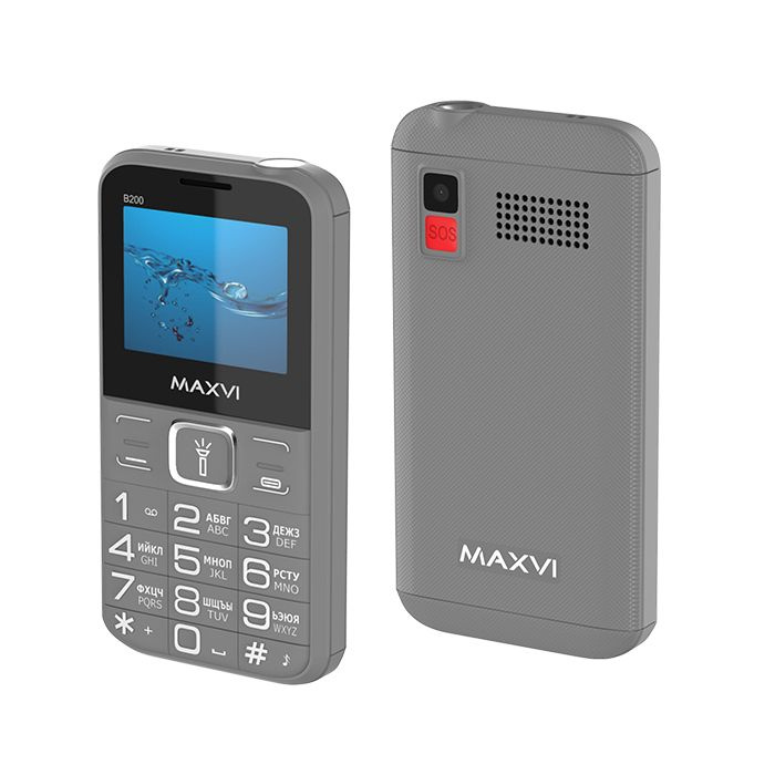 Мобильный телефон MAXVI B200 grey, 1400мАч, фонарик, кнопка SOS #1