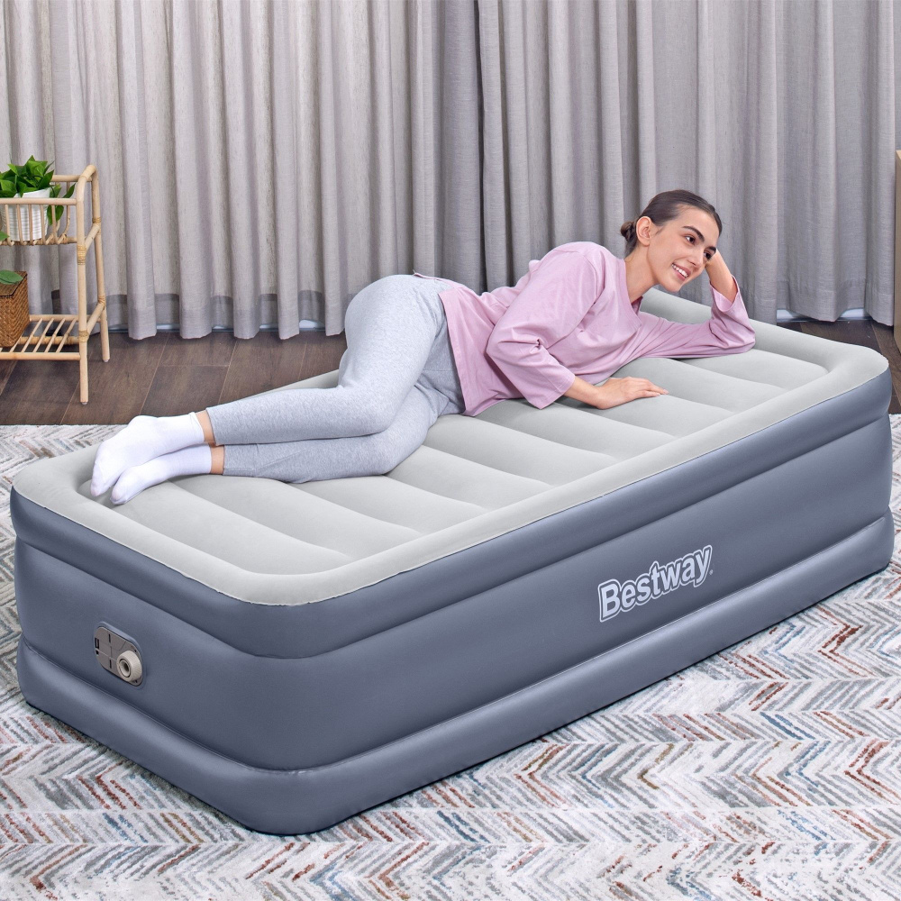 Кровать надувная Bestway 191х97х51см односпальная, до 150кг, встроенный электрический насос, одноместная, #1