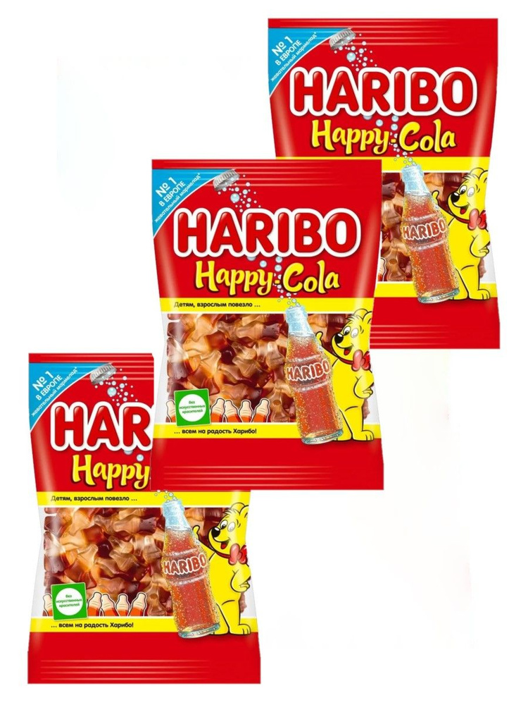 Мармелад жевательный HARIBO Харибо Happy Cola Счастливая кола 3 шт по 175 г  #1