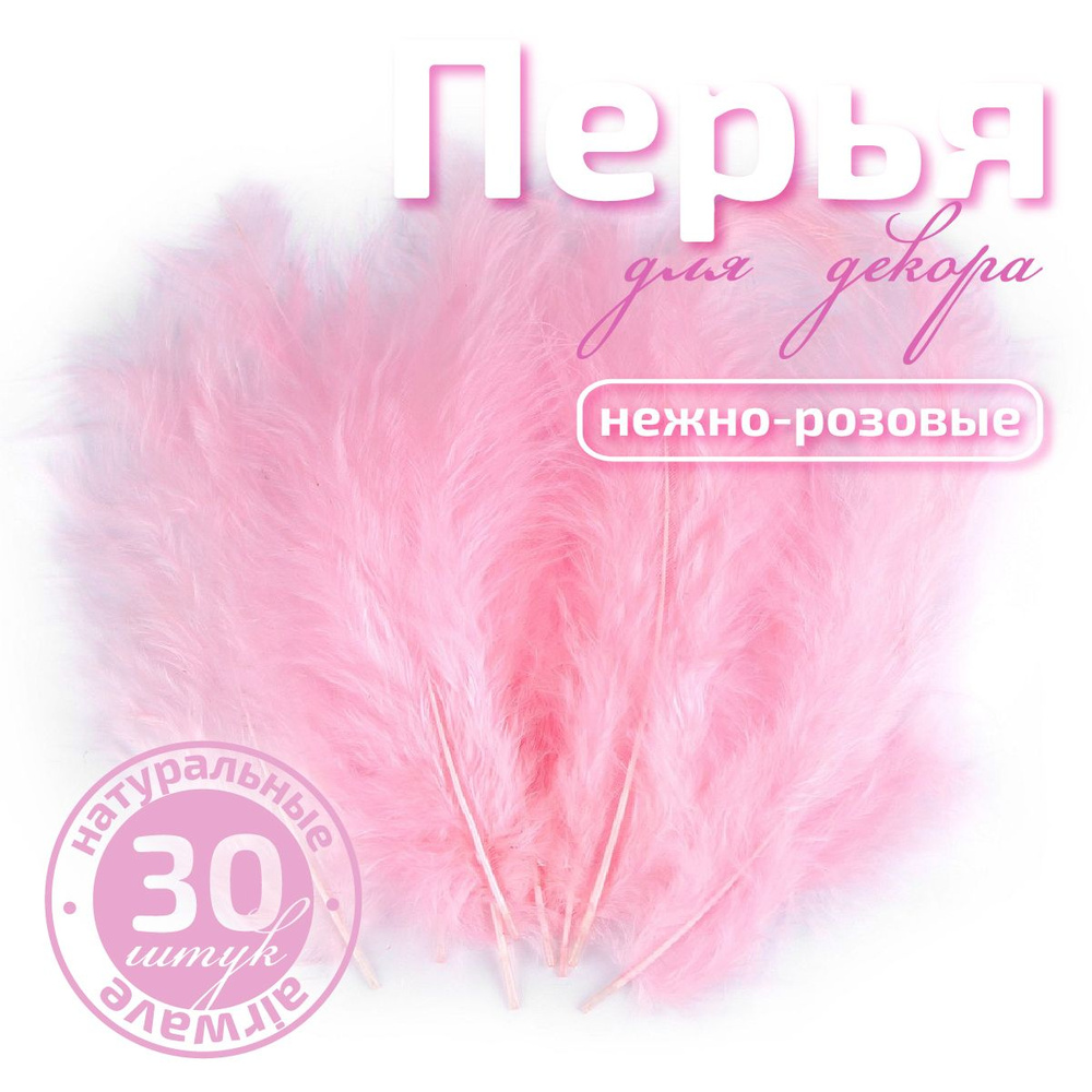 Перья  "Нежно-розовые", 14-17 см, 30 шт. #1