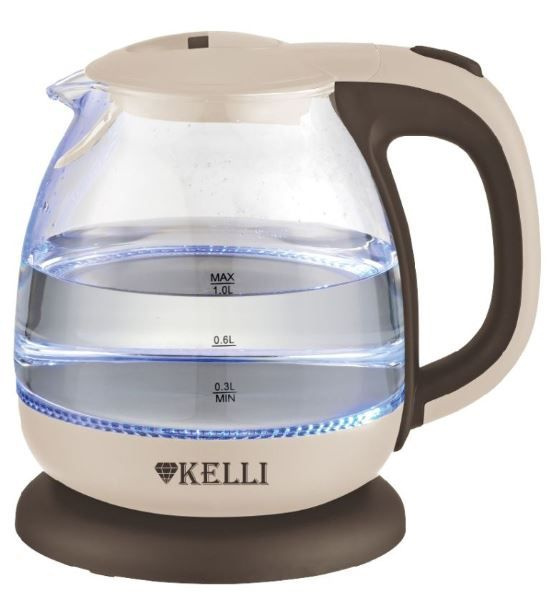 KELLI Электрический чайник KL-1370, коричневый, бежевый #1
