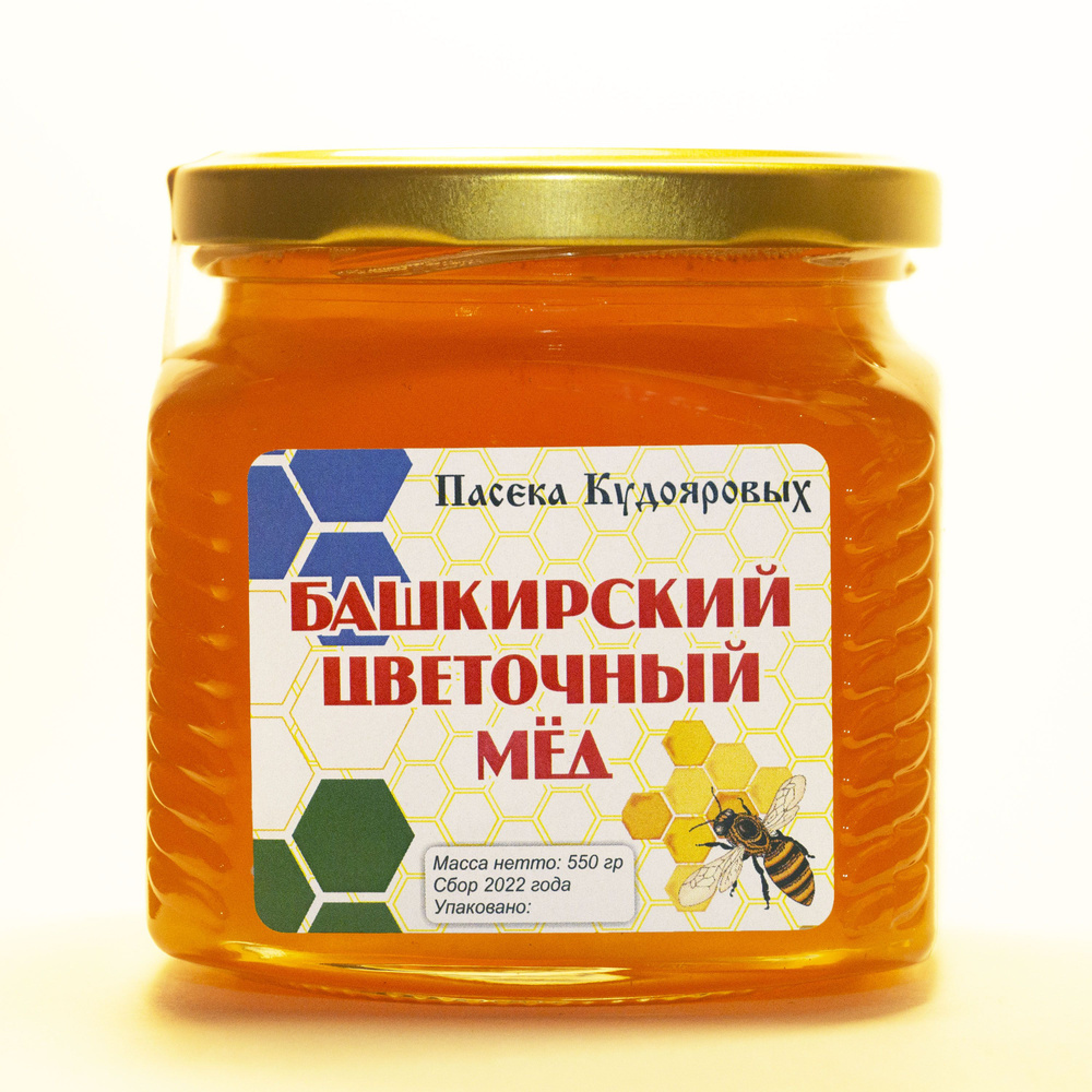 Мёд свежий натуральный, Башкирский ЦВЕТОЧНЫЙ мёд, "Пасека Кудояровых" 550 г, сбор 2023 года  #1