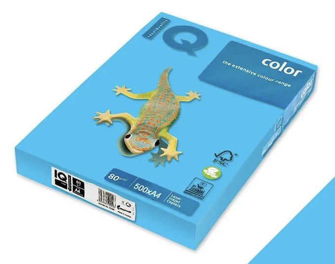 Бумага IQ Color 80г Intensive AB48 (светло-синий) офисная цветная 500л. для всех видов принтеров и творчества, #1