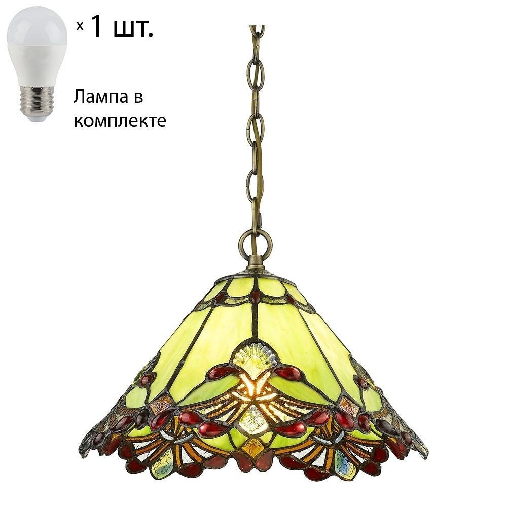 Светильник тиффани. Подвесной светильник с лампочкой Velante 863-826-01Lamps E27 P45  #1