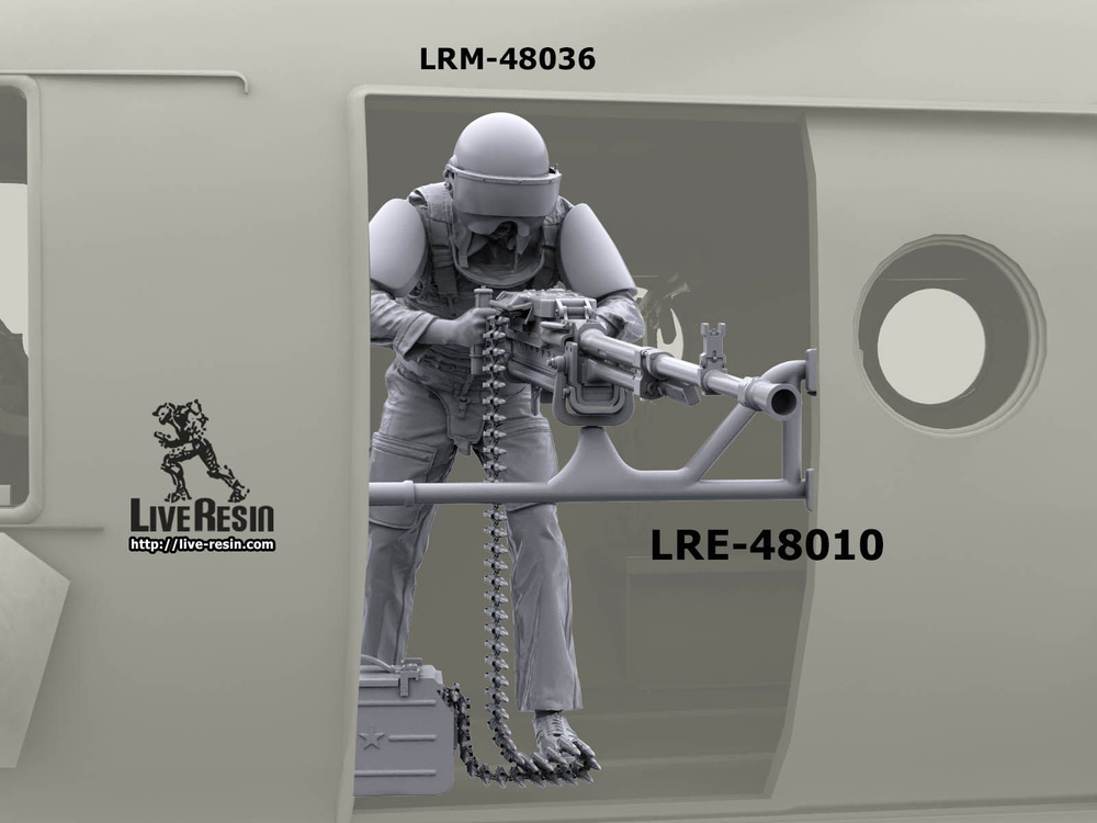 Live Resin LRE48010 Самодельная установка пулемета УТЕС 12,7 мм в дверной проем вертолета Ми-8, война #1
