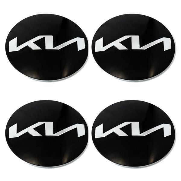 Наклейки на диски 54 мм 4 шт/ Наклейки на колпачки дисков черные для автомобилей KIA  #1