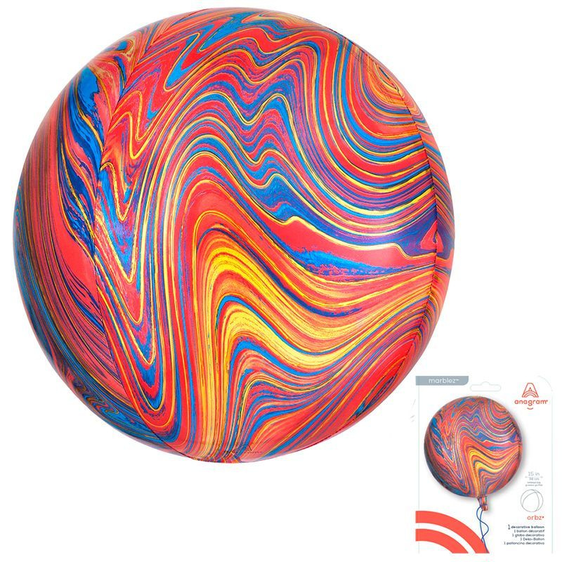 Шар Сфера 3D Разноцветный Мрамор в упаковке / Colorful Marblez Orbz/40 см/1 шт  #1