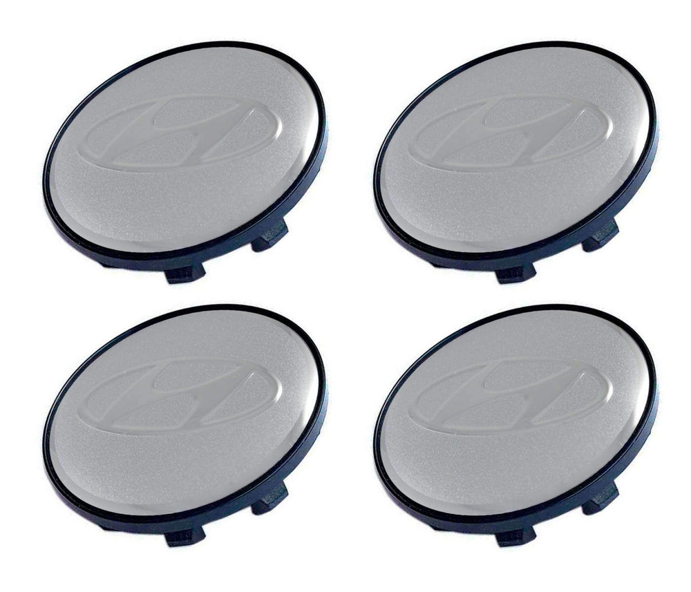 Колпачки на литые диски 58/50/11 мм - 4 шт / Заглушки ступицы Hyundai chrome  #1