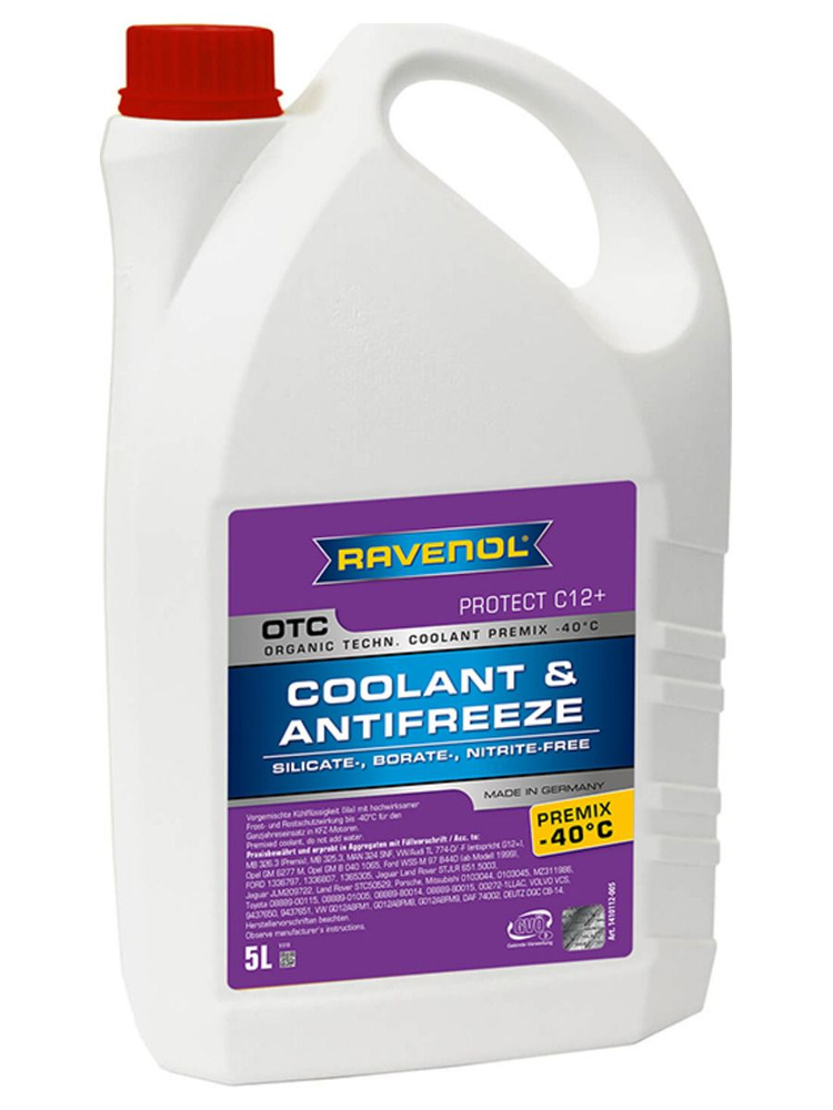 Антифриз RAVENOL OTC Protect C12+ Premix -40C (готовый), 5 литров #1