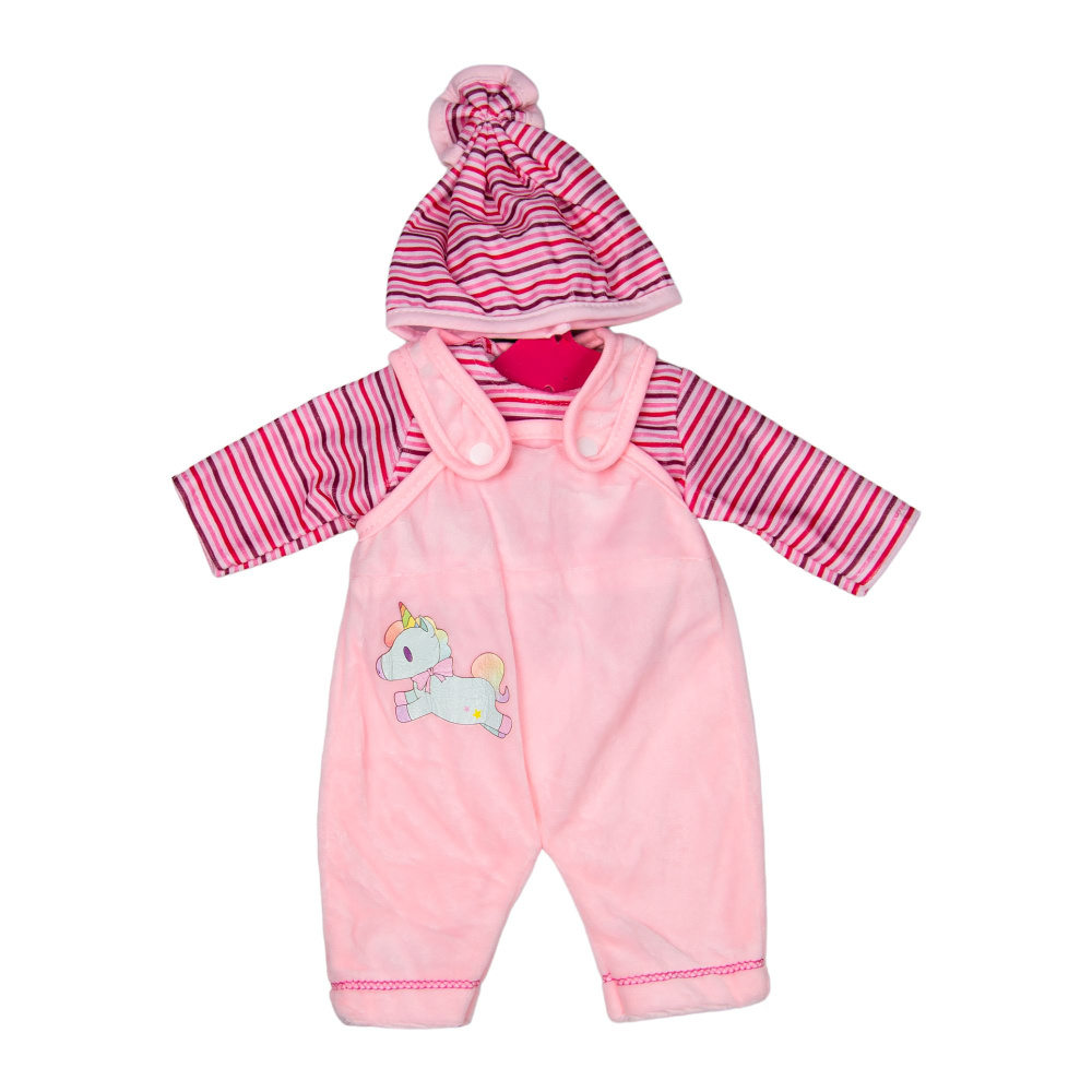 Одежда для куклы ростом 35 - 42 см, розовый комбинезон с единорогом, майка, шапка для пупса, GC18-54 #1