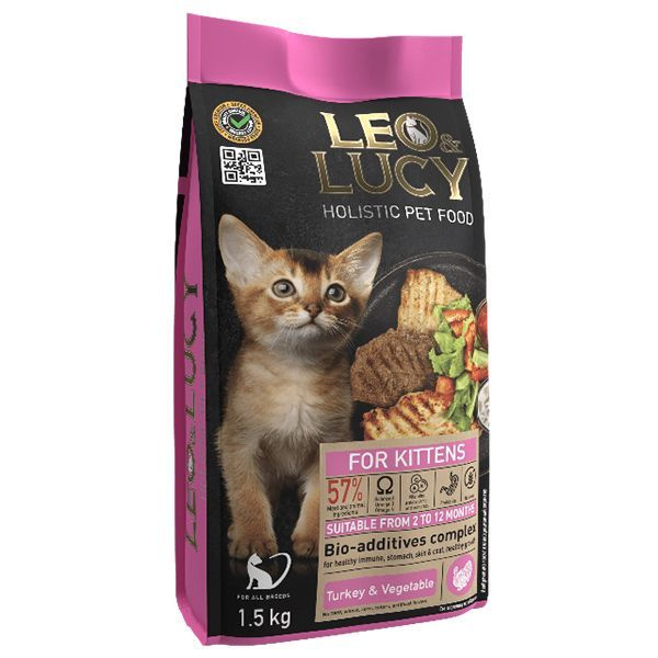 Корм сухой для котят LEO&LUCY Holistic с индейкой, с овощами и биодобавками 1,5кг  #1