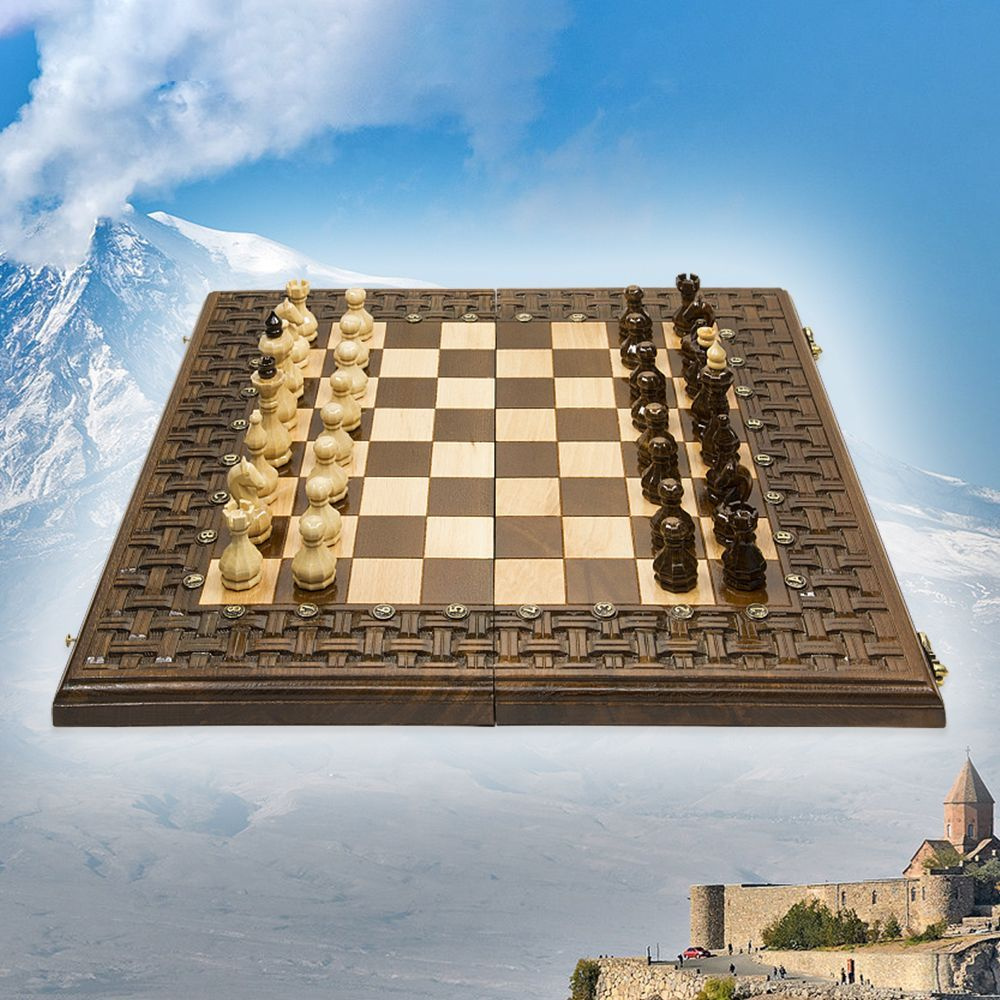 Шахматы и нарды деревянные 50 х 50 см дерево Армения #1