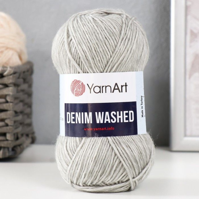 Пряжа для вязания YarnArt "Denim Washed" 30% акрил 70% хлопок 130м/50гр, 908 светло-серый  #1