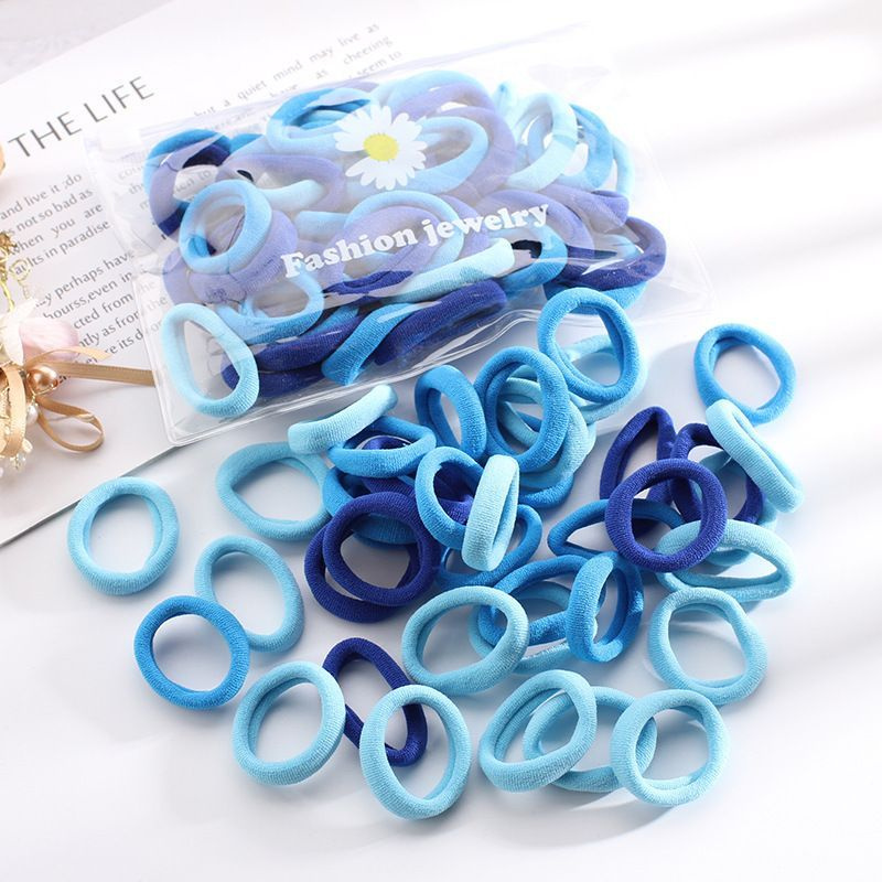 Комплект нейлоновых резинок для волос детские маленькие диаметр 2см (S) из 3 синих оттенков 47-53 шт #1