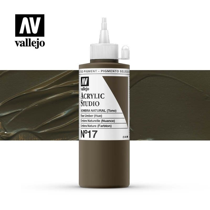 Акриловая краска Vallejo "Studio" #17 Raw Umber (Умбра натуральная), 200мл  #1