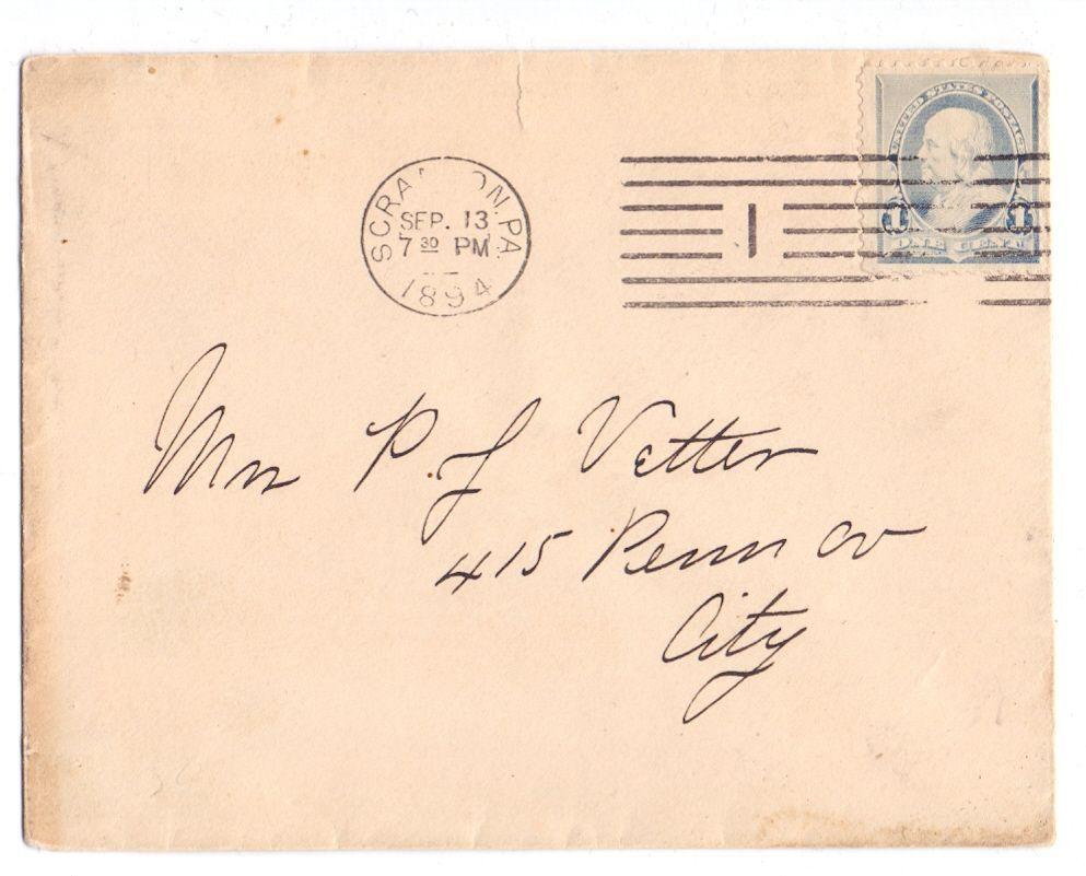 Почтовый конверт США. 1894 год. Прошел почту с маркой. Редкий, В коллекцию.  #1