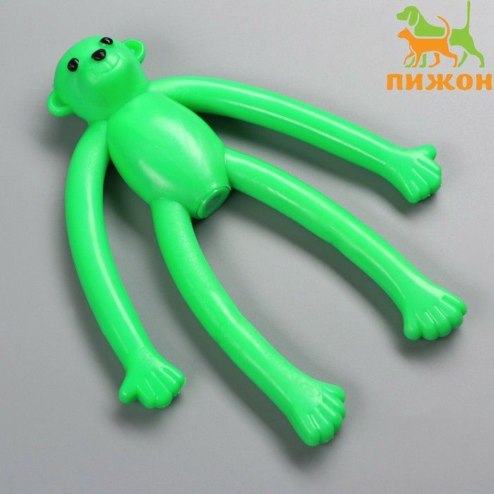 Игрушка для собак Обезьяна с пищалкой, 9,5 см, силикон, зелeная 1 шт  #1