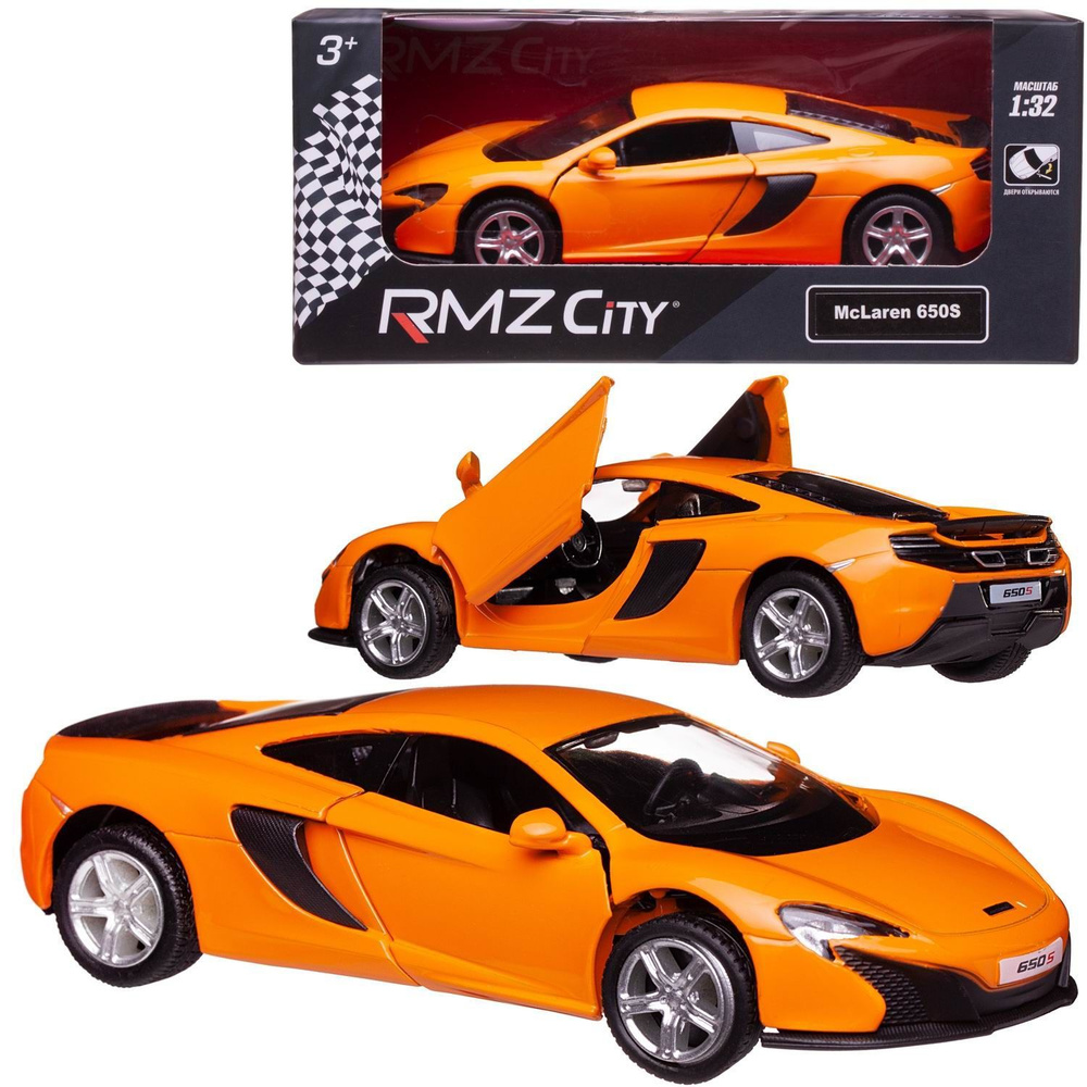 Машинка металлическая Uni-Fortune RMZ City 1:32 McLaren 650S, инерционная, цвет оранжевый  #1