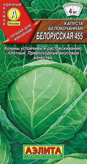 Капуста белокочанная "Белорусская 455" семена Аэлита для открытого грунта и теплиц, 0,5 гр  #1