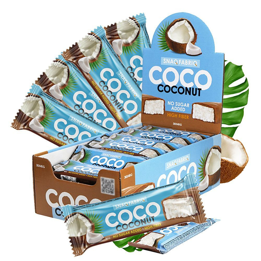 SNAQ FABRIQ Батончики в шоколаде без сахара COCO COCONUT Кокос 40 г, 30 шт  #1