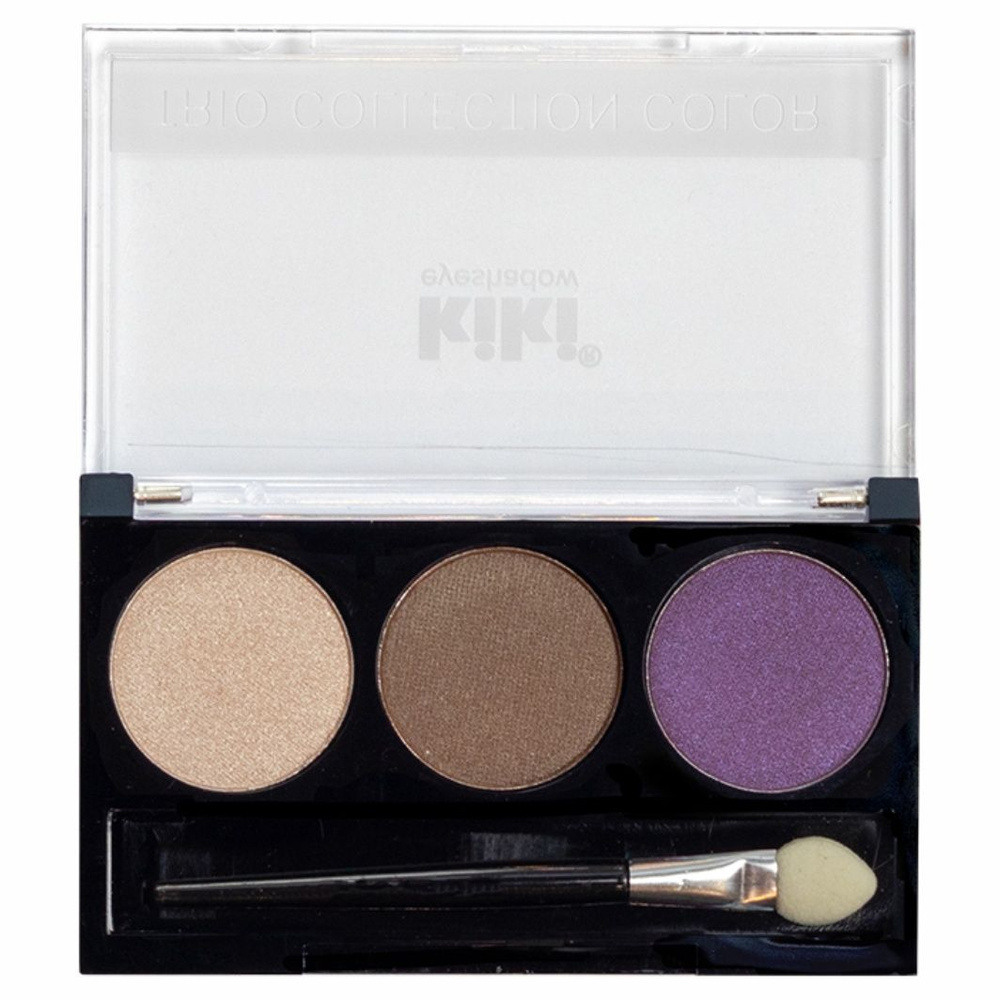 Kiki Тени для век Палетка Shadow Trio Collection Color, тон 105 бежево-коричневый, шоколад, темно-сливовый #1