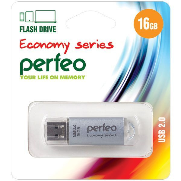 Perfeo USB-флеш-накопитель E01 16 ГБ, серебристый #1