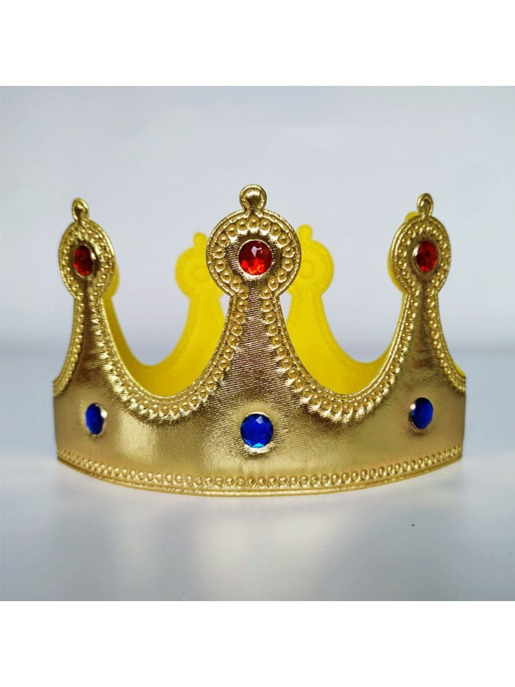 Карнавальная корона для утренника или праздника. Детская. Цвет: золотой. Мягкая ткань.  #1