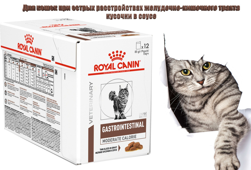 Влажный корм для кошек Royal Canin Gastrointestinal Moderate Calorie проблемы ЖКТ 12х85 г  #1