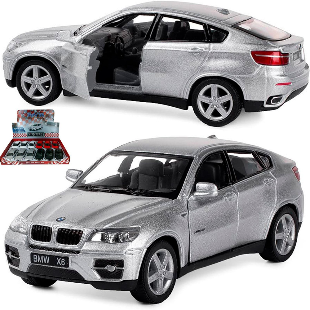 Металлическая машинка Kinsmart 1:38 BMW X6 KT5336D, инерционная / Серый  #1