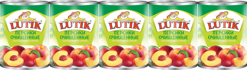 Персики Lutik половинками в сиропе очищенные, комплект: 5 упаковок по 850 г  #1