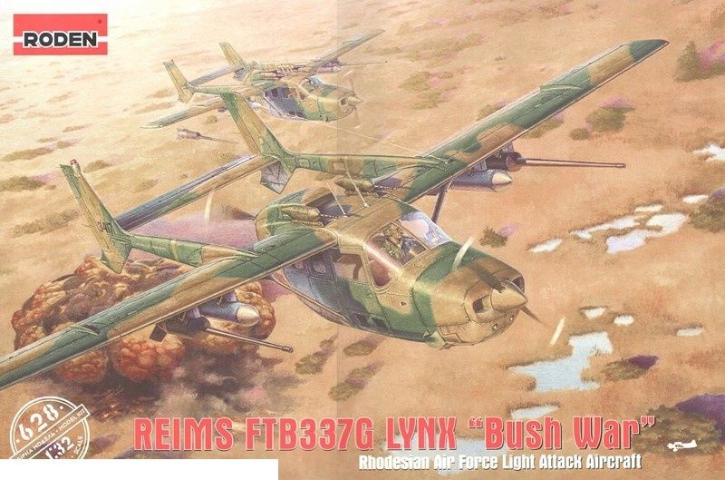 Сборная модель Roden Rod628 Самолёт Reims FTB337G Lynx Bush war #1