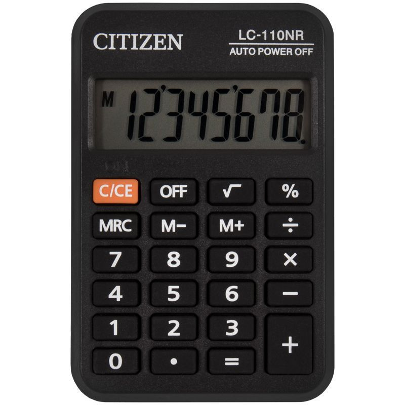 Калькулятор карманный Citizen LC-110NR, 8 разрядов, питание от батарейки, 58*88*11мм, черный  #1