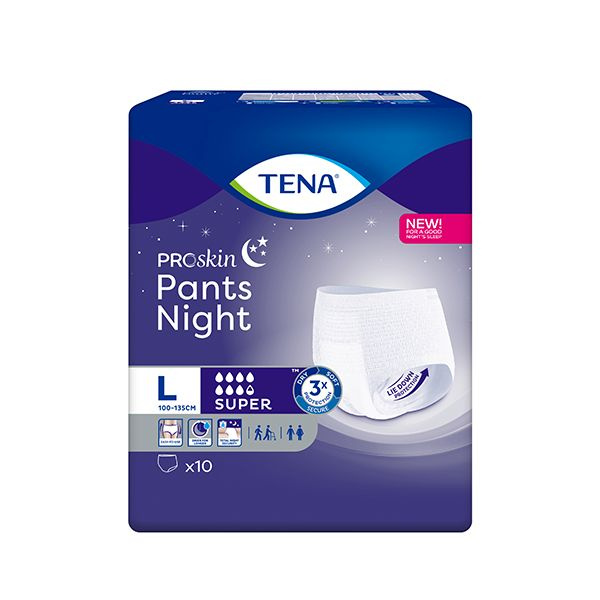 Подгузники-трусы Tena Pants Night Super Large, объем талии 100-135 см, 10 шт.  #1