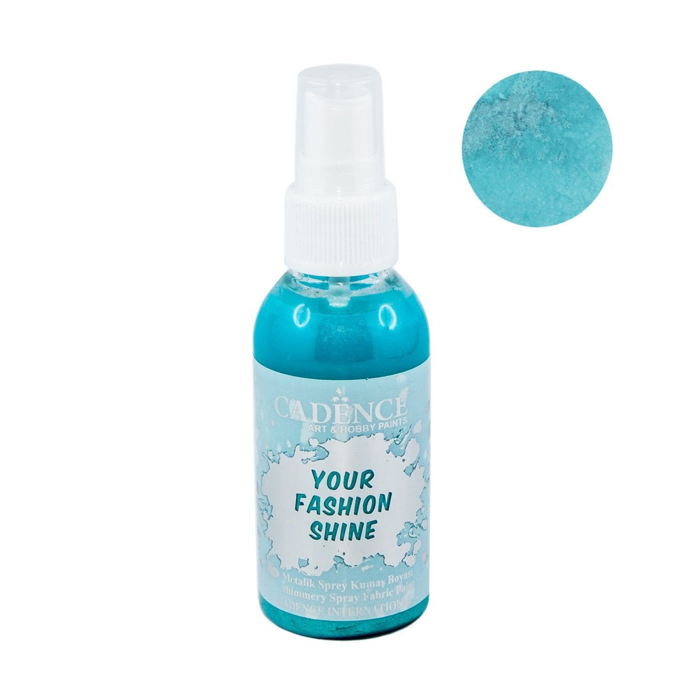 Краска-спрей для ткани Cadence Your Fashion Shine Metallic Spay Fabric Paint. Turquoise FS-1115  #1