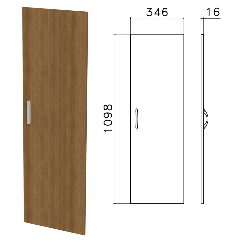 Дверь ЛДСП средняя "Канц", 346х16х1098 мм, цвет орех пирамидальный, ДК36.9, 1ед. в комплекте  #1