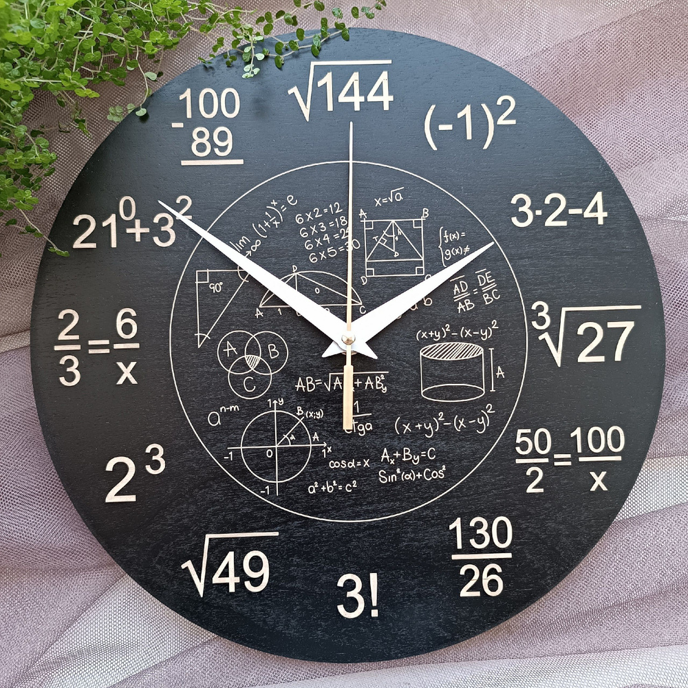 Настенные часы с формулами математики / подарок учителю / в школьный класс / подарок школьнику / геометрические #1