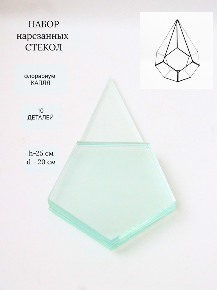 Набор стекол для флорариума Капля 20х25 см, флорариум #1