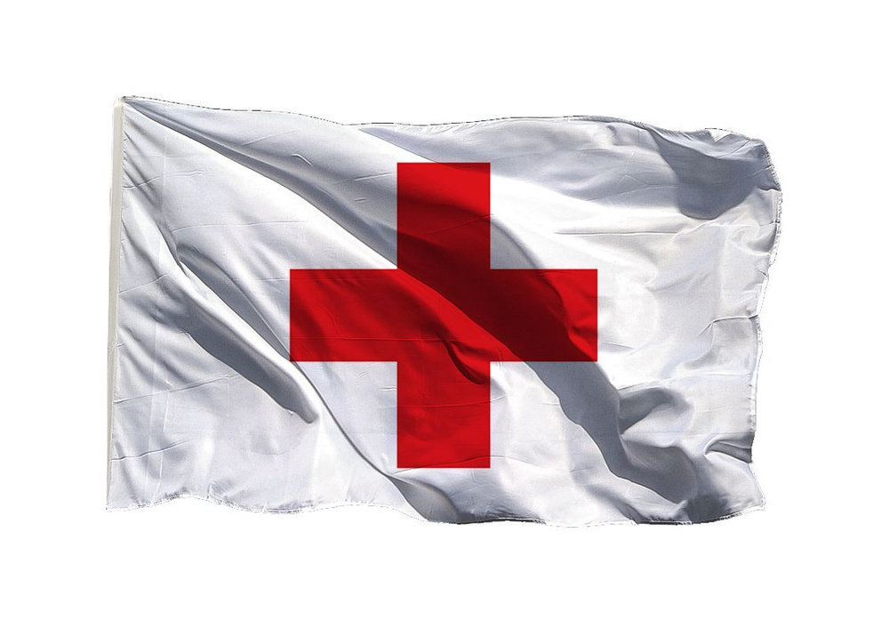 Флаг Красного Креста на шёлке, 90х135 см - для ручного древка  #1