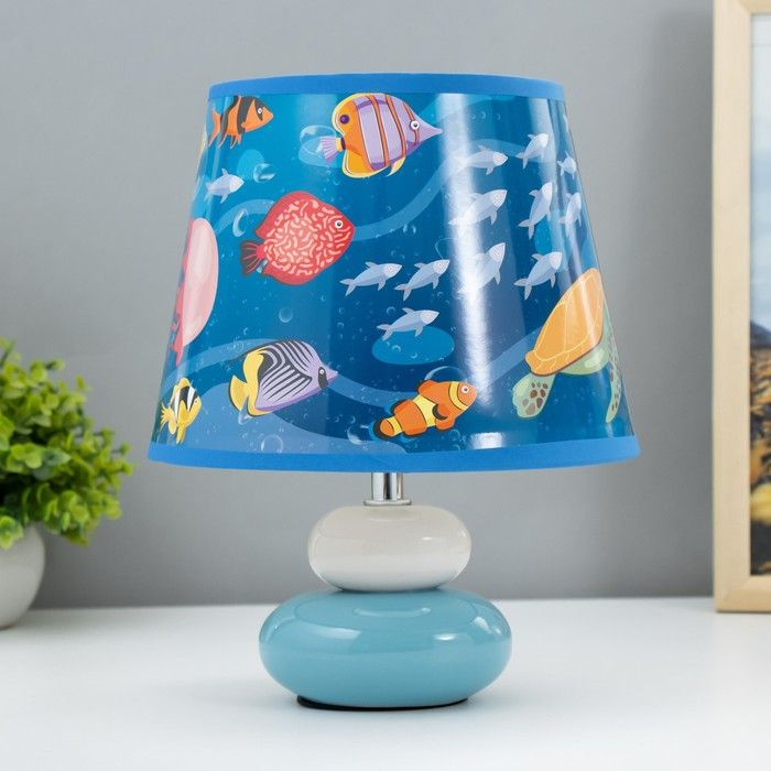 Настольная лампа "Морской мир" Е14 15Вт бело-голубой #1