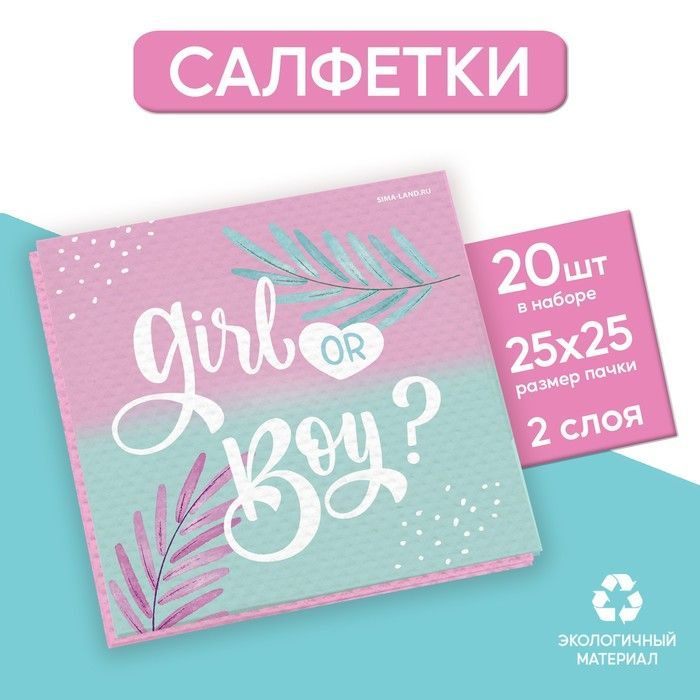 Бумажные салфетки "Gir or Boy", 25х25см, 20 шт #1