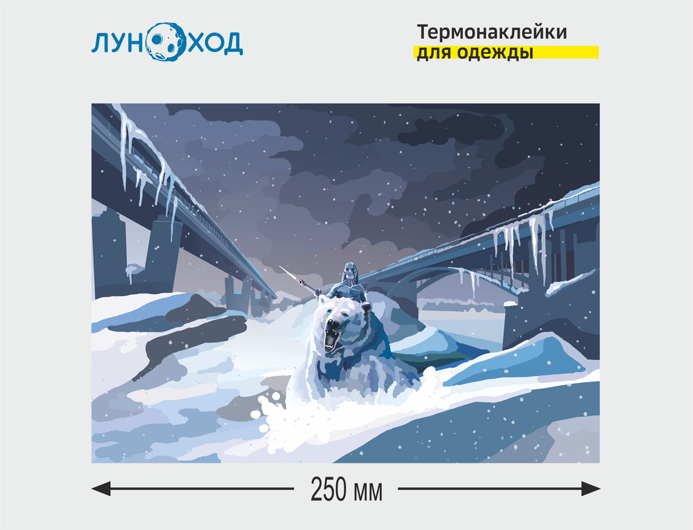Термонаклейка на одежду "Новосибирск в разных обстоятельствах", вид на Коммунальный мост  #1