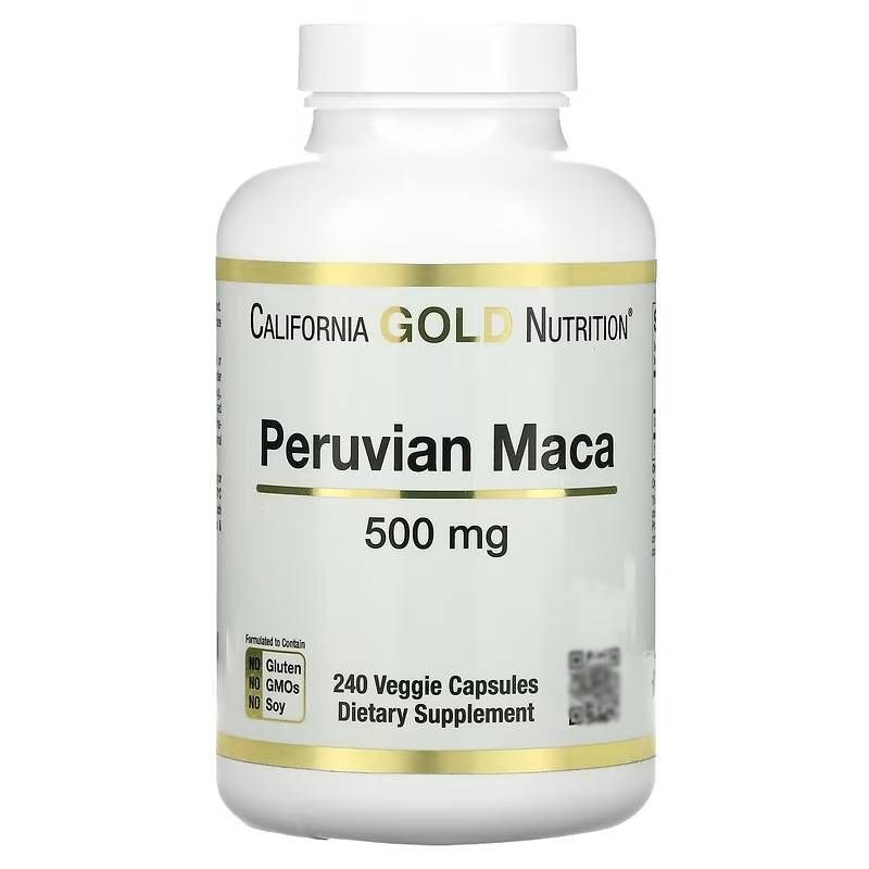 Перуанская мака 500 мг, 240 растительных капсул, Peruvian maca, California Gold Nutrition  #1