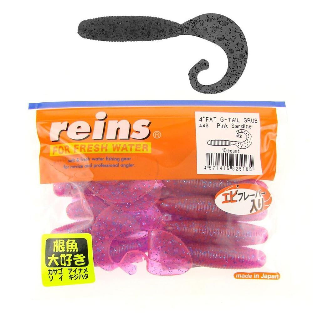 Силикон Reins Fat G-Tail Grub 4" 443 Pink Sardine, 10шт #1