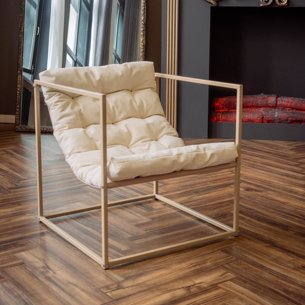 Paragon-27 Кресло квадратное Кресло Куб в стиле Loft бежевый , 1 шт., 70х70х70 см  #1