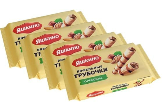 Яшкино Вафельные трубочки ореховые, 190 г х 4 шт #1