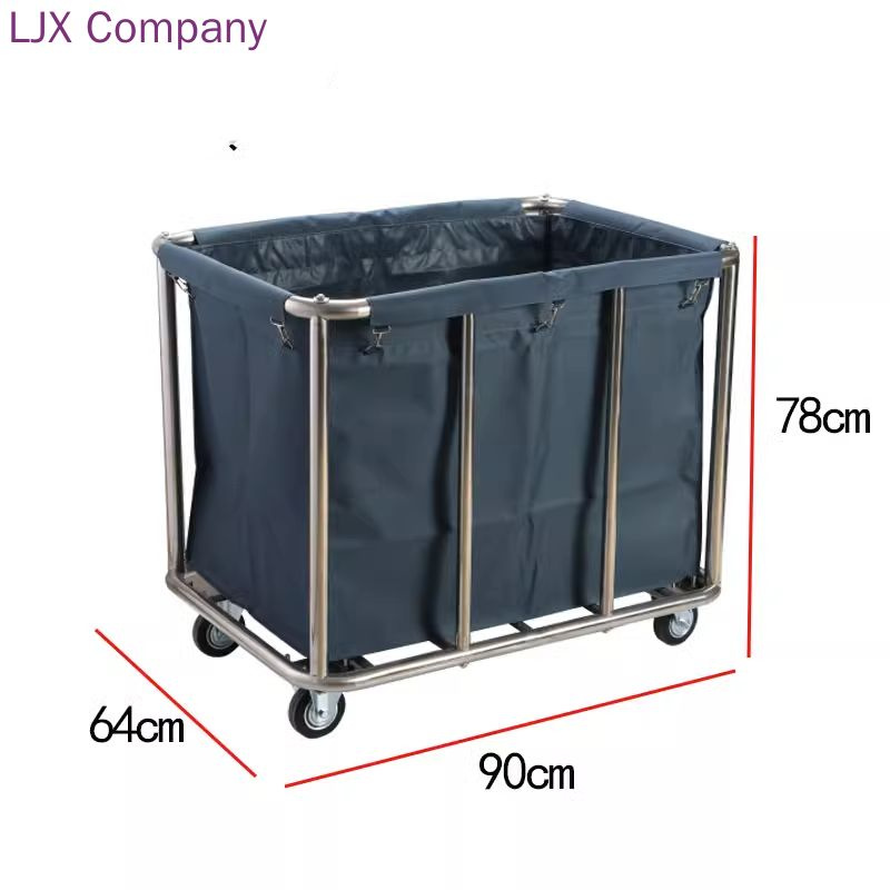 Усиленная нержавеющая тележка для гостиничного белья с конической ...