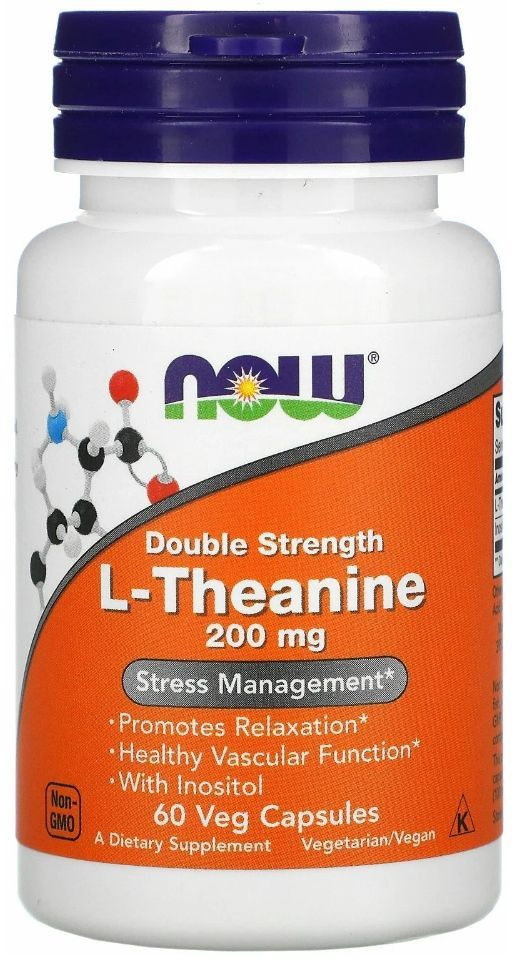 L-Тианин" ("L-Тheanine") (капсулы массой 550 мг), NOW Foods, 60 капсул по 200 мг действующего вещества #1