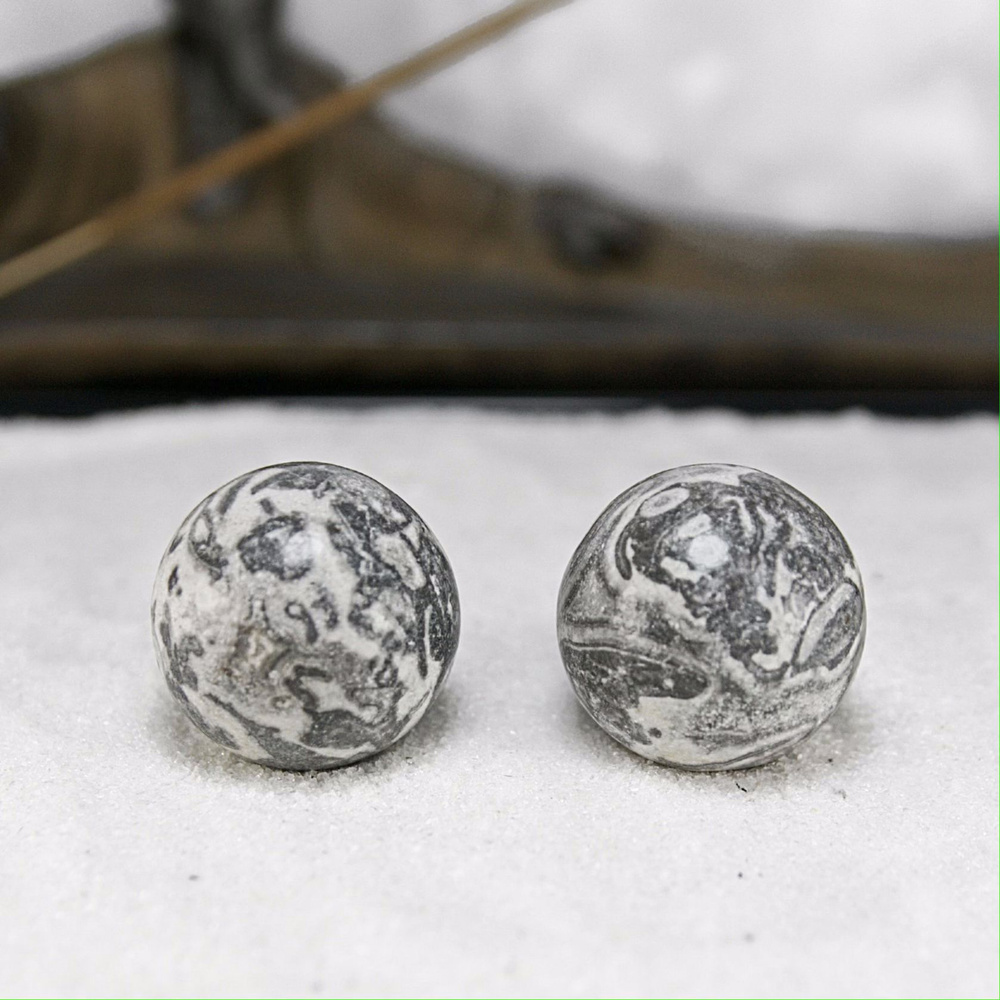 Массажные шары Баодинг Яшма терра (Картографическая) - диаметр 30-31 мм, натуральный камень, 2 шт - для #1