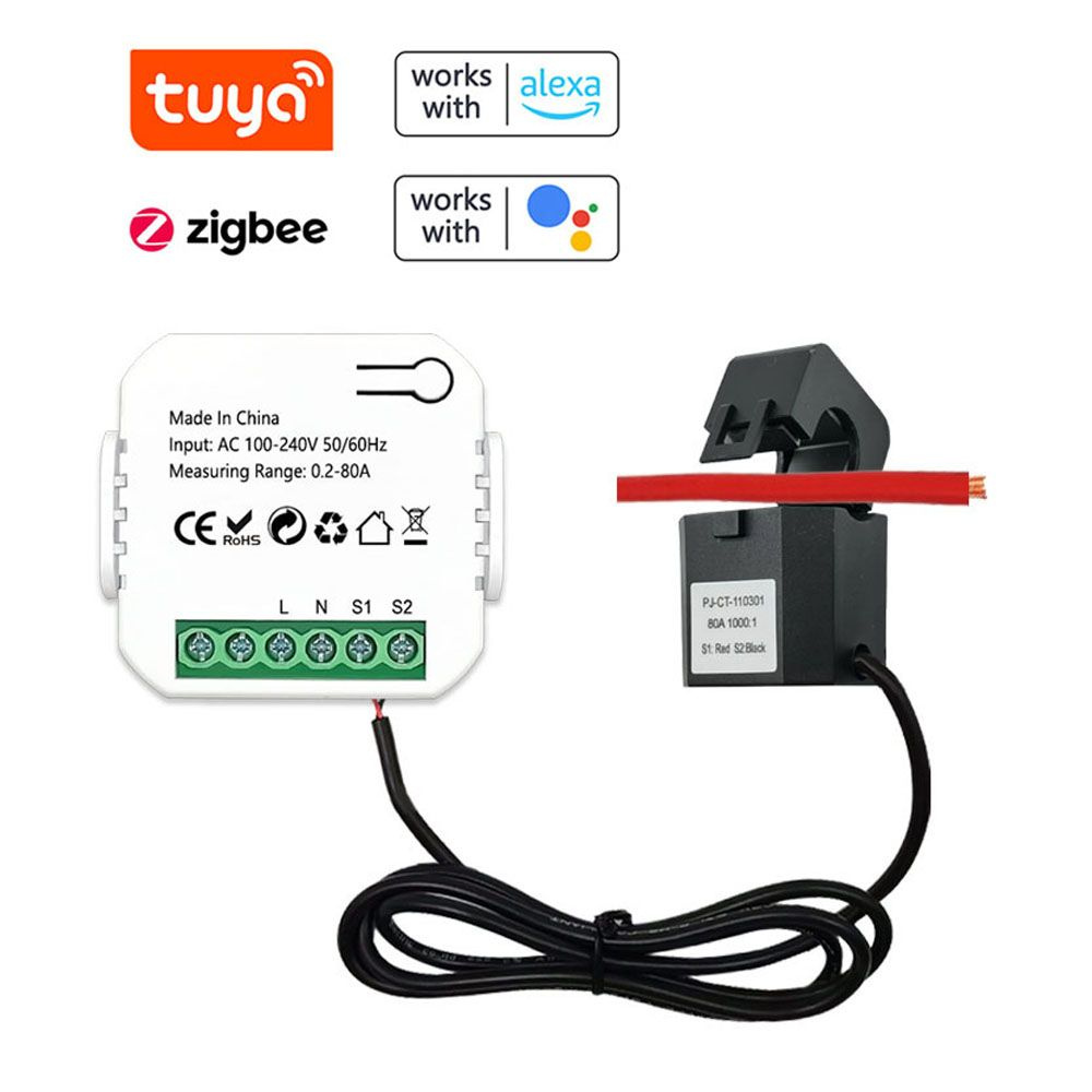 Счетчик энергии Tuya ZigBee 80A Зажим трансформатора тока кВтч  #1